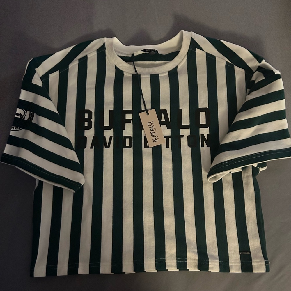 Buffalo ladies Striped Green and White Shirt